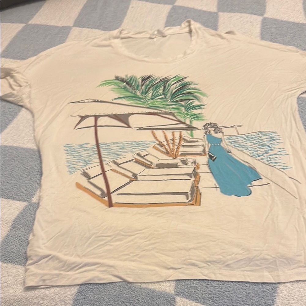 Graphic Tee with Beach Scene